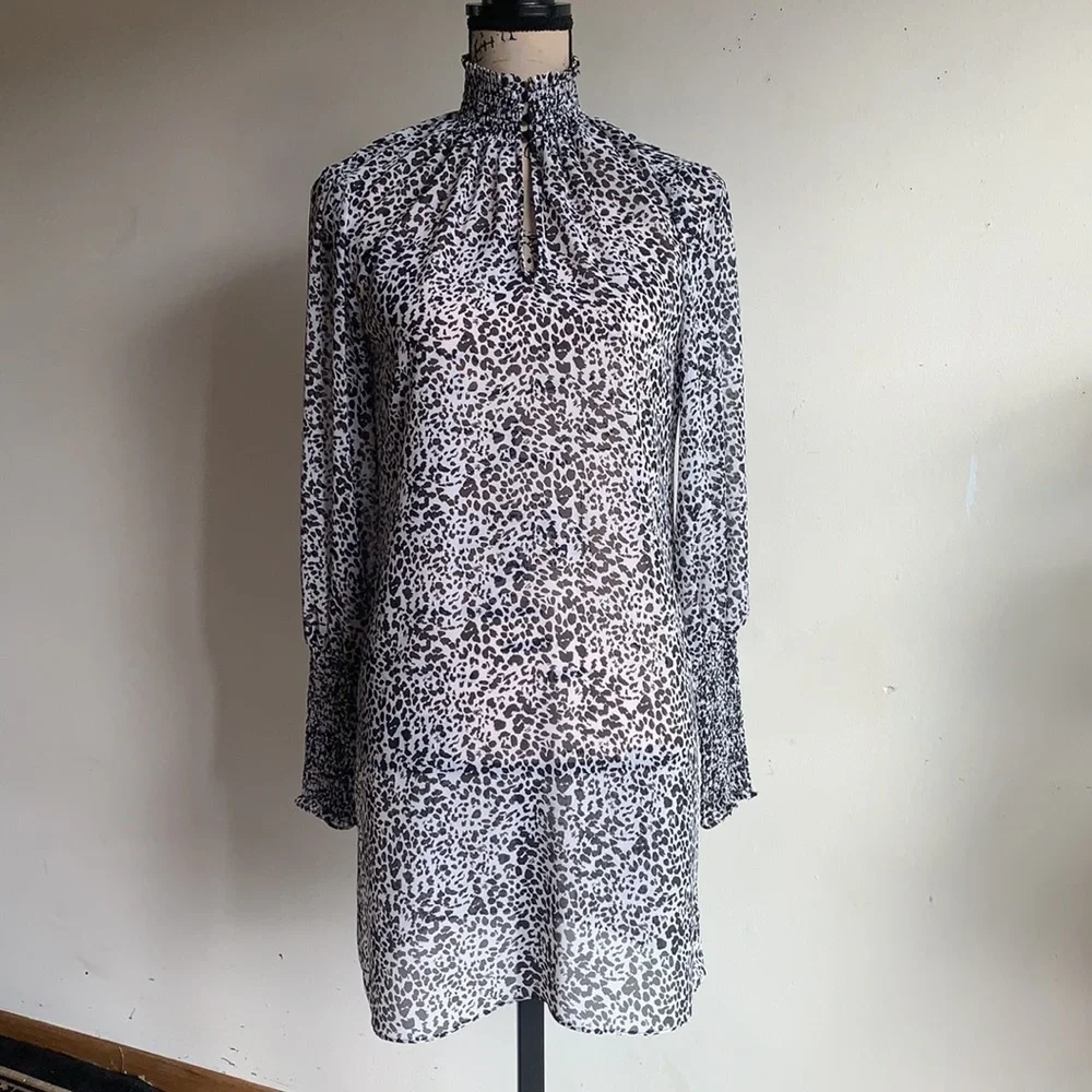 Anthropologie Bailey 44  Leopard Print Black White Dress Size 2 - Picture 7 of 12